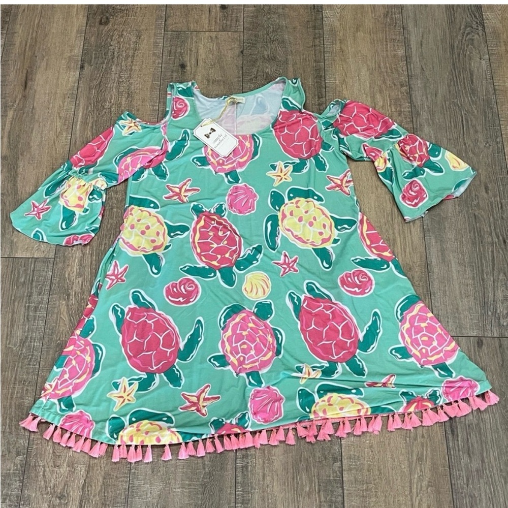 Simply Southern Pink and Green  Beachy Dress/ Cover up Size Medium 🪴🆕🪴 
 NWT